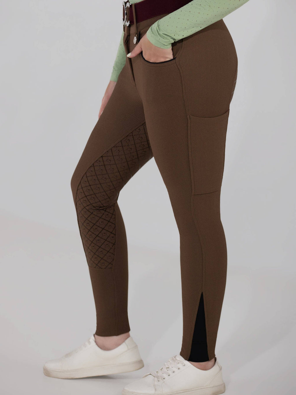 Dapplebay Pro Ribbed Silicone Full Seat Breeches-Chestnut