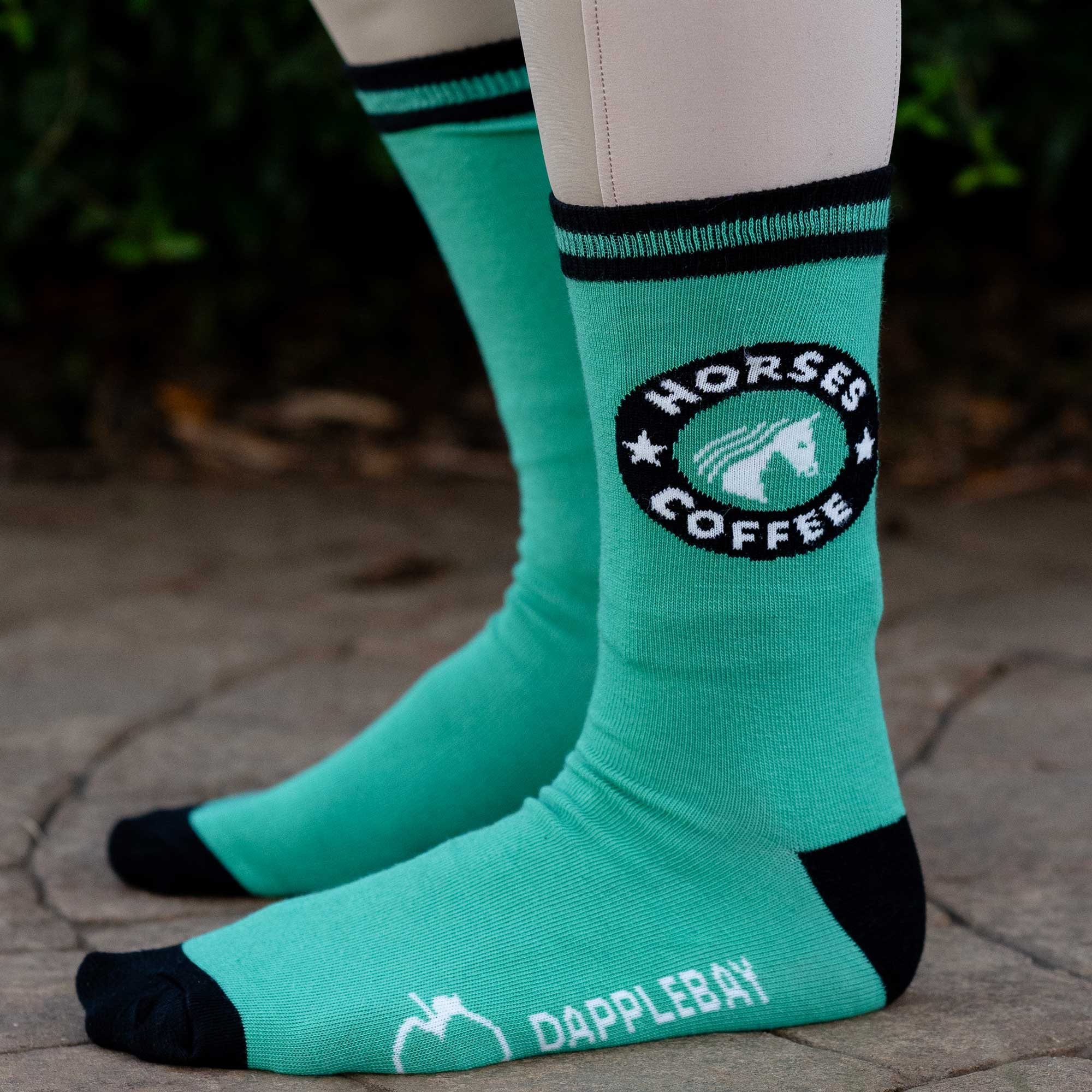 Dapplebay Knit Crew Socks - Horses & Coffee