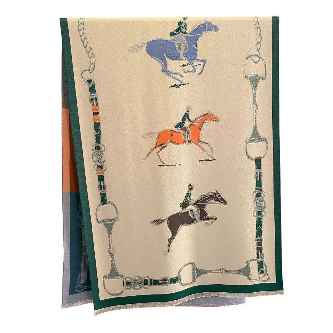 AWST Int'l Hunter Horses Acrylic Cashmere Scarf