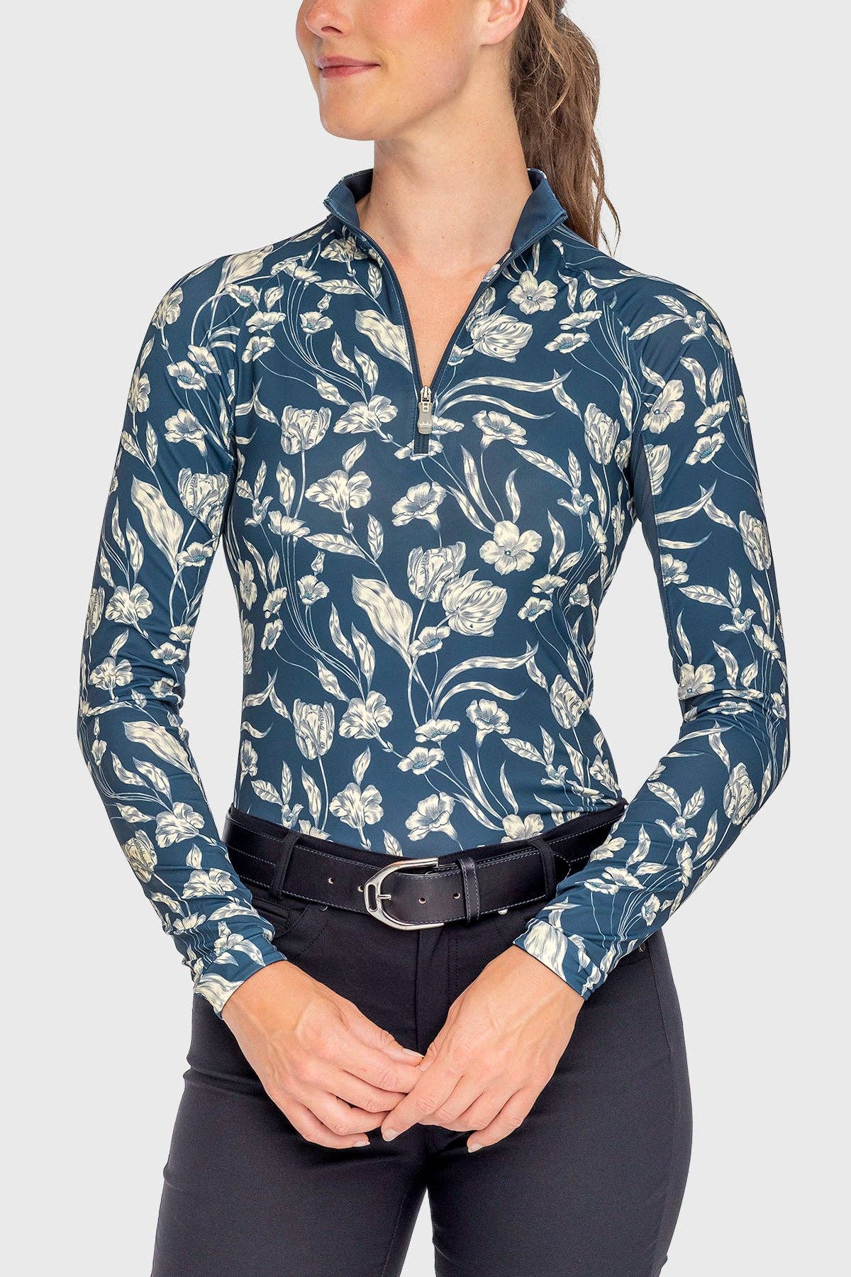 Kastel Long Sleeve Sailor Blue French Tulip 1/4 Zip Sun Shirt