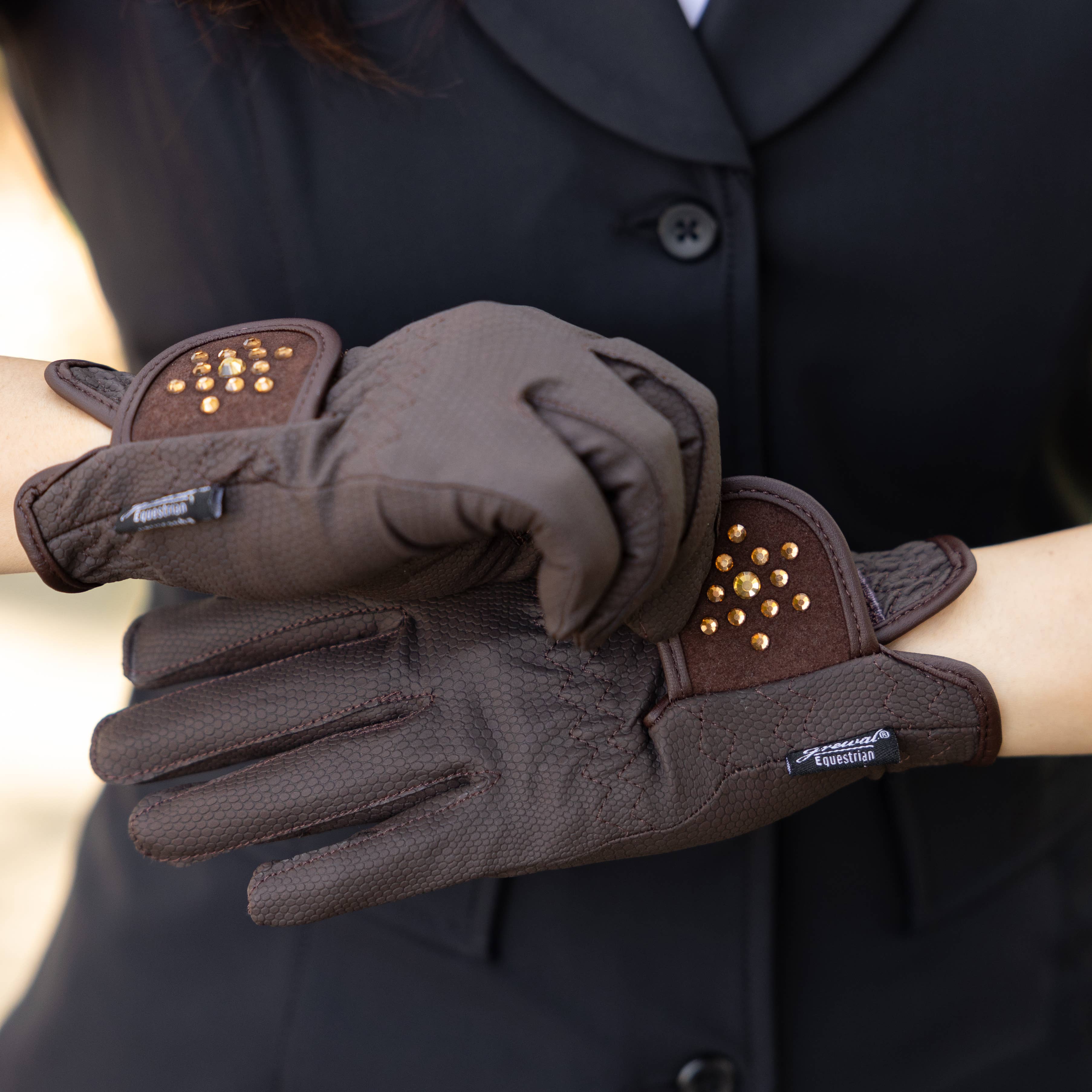 Grewal Cleopatra KT Serino® Synthetic Leather Riding Gloves