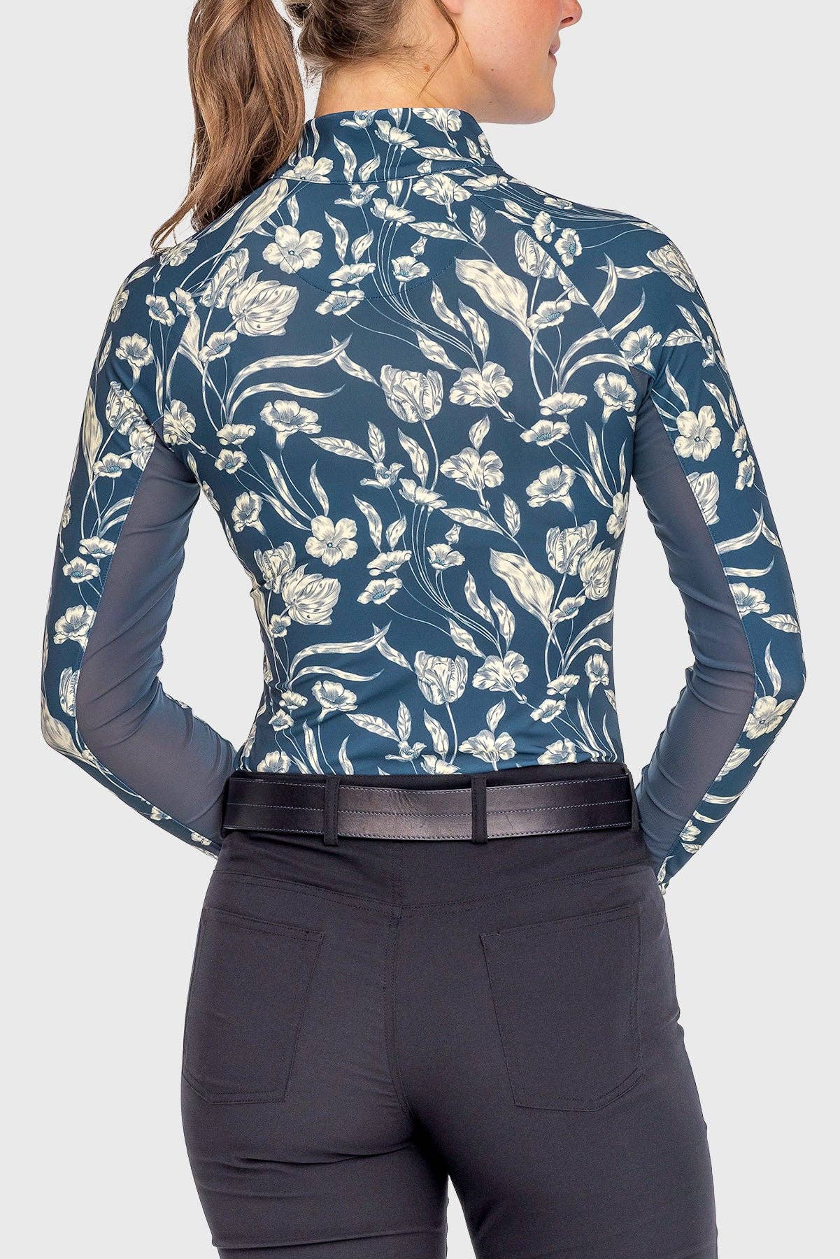 Kastel Long Sleeve Sailor Blue French Tulip 1/4 Zip Sun Shirt