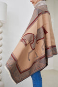 AWST Int'l Baroque Horses Acrylic Cashmere Scarf: Tan