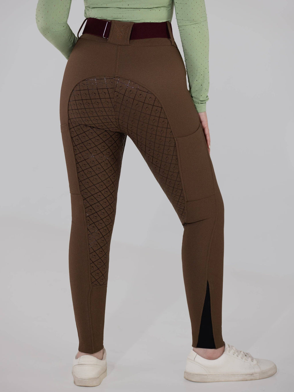 Dapplebay Pro Ribbed Silicone Full Seat Breeches-Chestnut