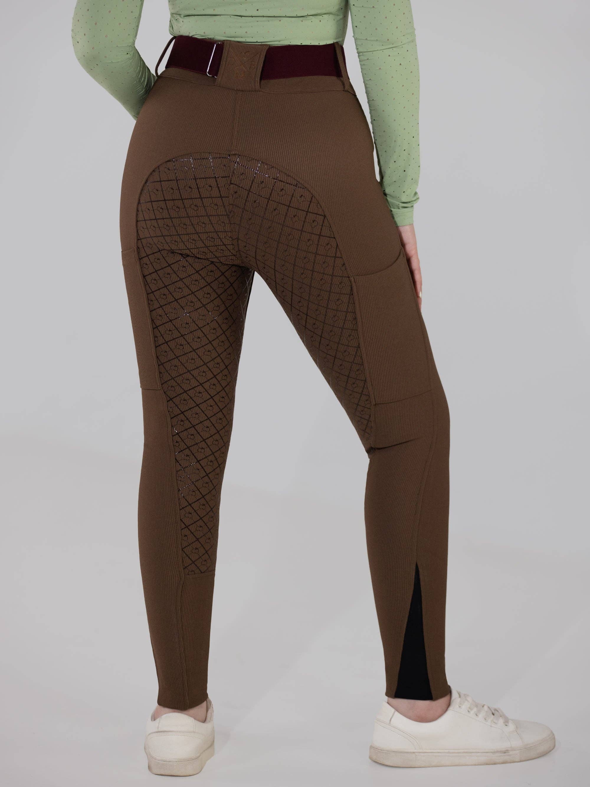 Dapplebay Pro Ribbed Silicone Full Seat Breeches-Chestnut