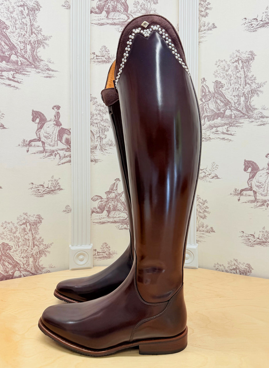 Deniro Bellini Dressage Boot 39.5 MA L - Brushed Brown with Pearls and Crystals