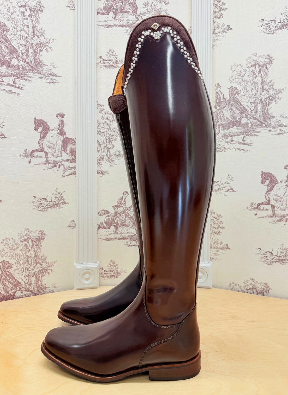 Deniro Bellini Dressage Boot 39.5 MA L - Brushed Brown with Pearls and Crystals