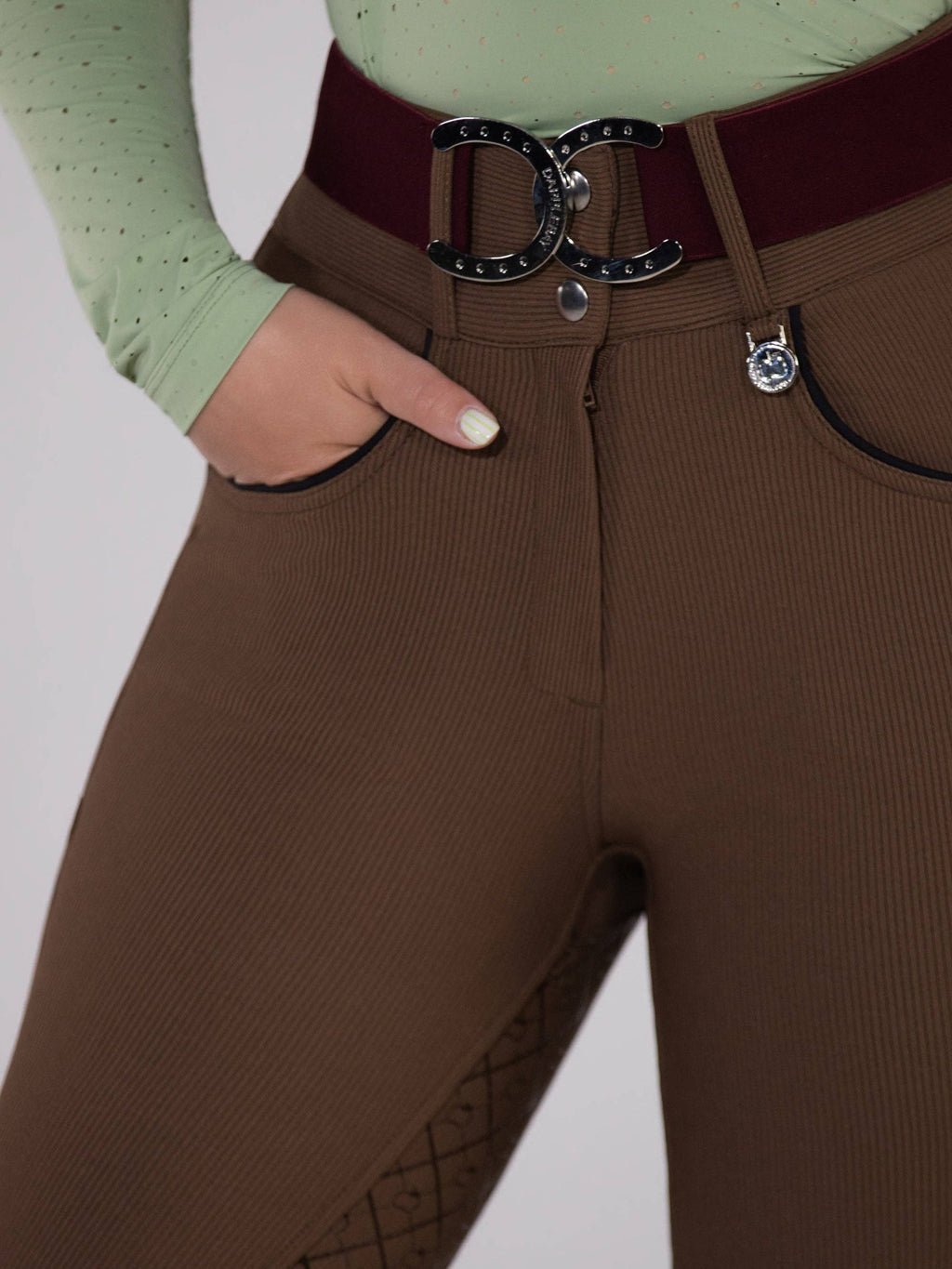 Dapplebay Pro Ribbed Silicone Full Seat Breeches-Chestnut