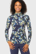 Kastel Navy Watercolor Floral 1/4 Zip