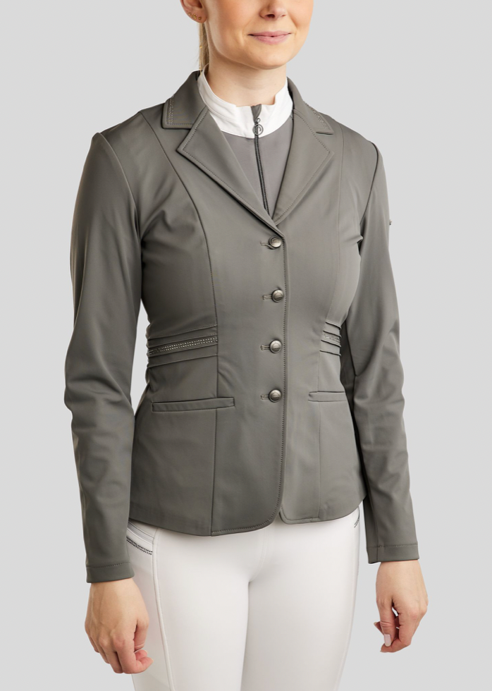Montar MoPearl Show Jacket Pintucks and Crystals Grey