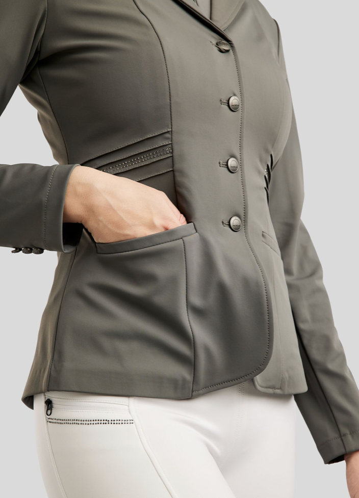 Montar MoPearl Show Jacket Pintucks and Crystals Grey