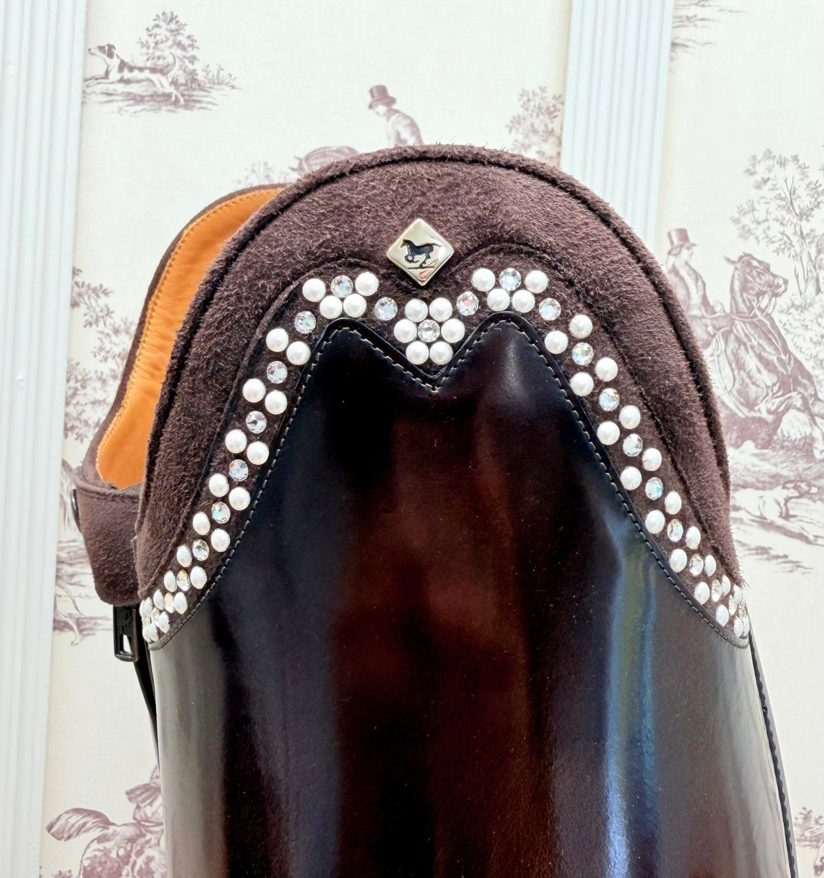 Deniro Bellini Dressage Boot 39.5 MA L - Brushed Brown with Pearls and Crystals