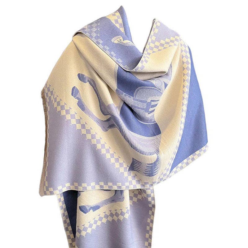 AWST Int'l Horses in Blankets Acrylic Cashmere Scarf