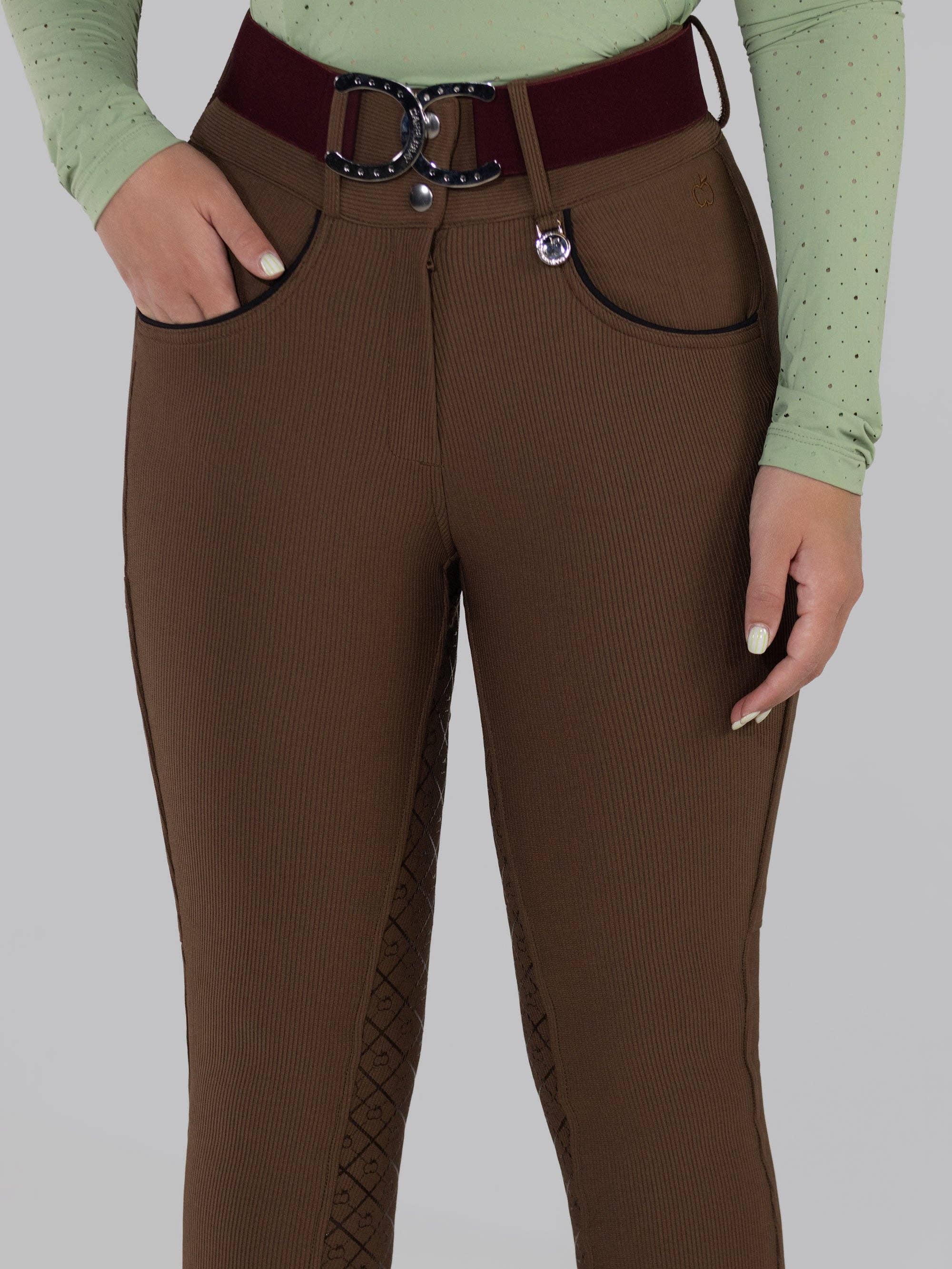 Dapplebay Pro Ribbed Silicone Full Seat Breeches-Chestnut