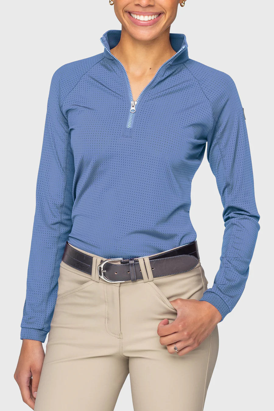 Kastel Perforated 1/4 Zip Long Sleeve